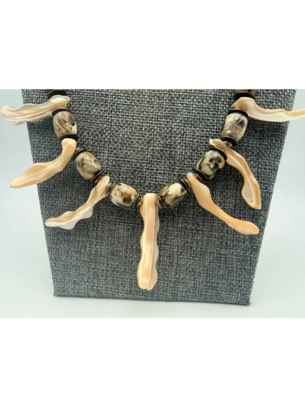 Genuine Coral Branch & Natural Shell Statement Necklace - Picture 2 of 11